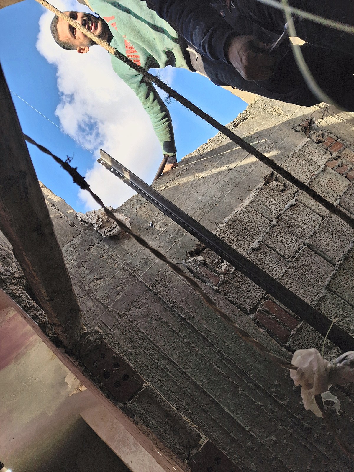 A SENSEI technician working in the open shaft