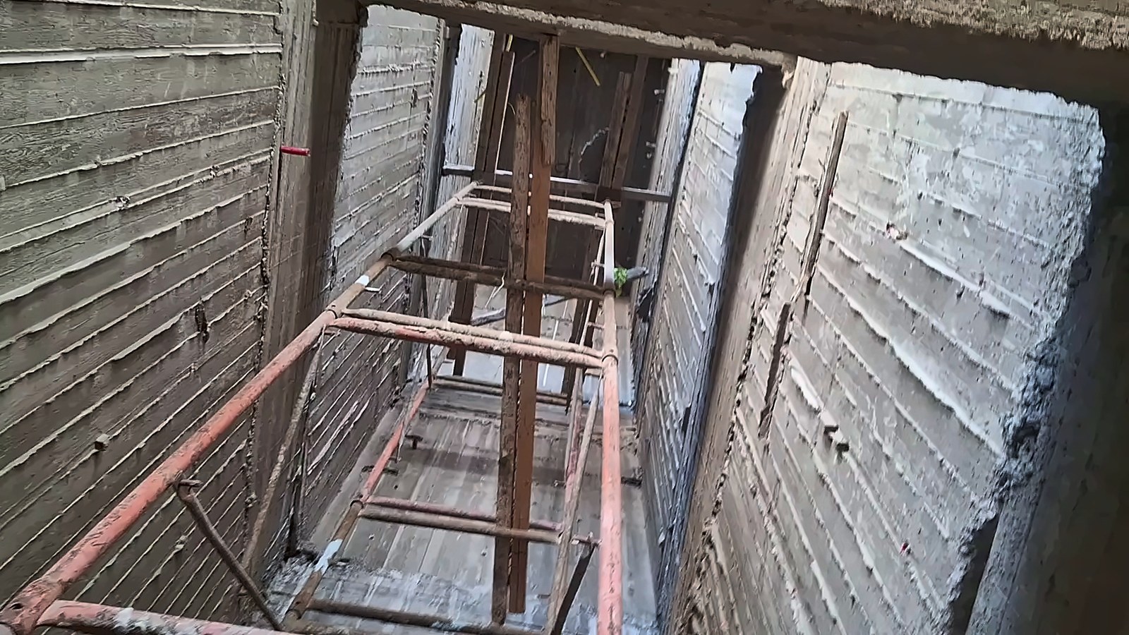 Scaffolding inside the shaft before installation